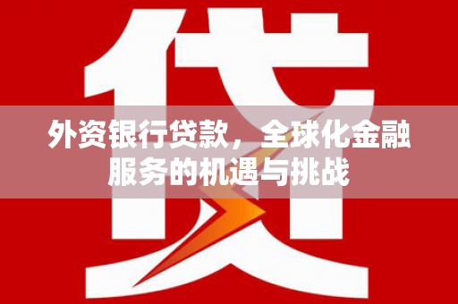 台江外资银行贷款，全球化金融服务的机遇与挑战